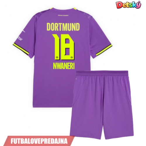 Lacne Dětský Futbalové dres Borussia Dortmund Ethan Nwaneri #18 2026-27 Krátky Rukáv - Tretina (+ trenírky)